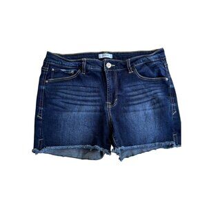 Kensie Jeans Womens Dark Wash Denim Shorts 8/29 Frayed Hem